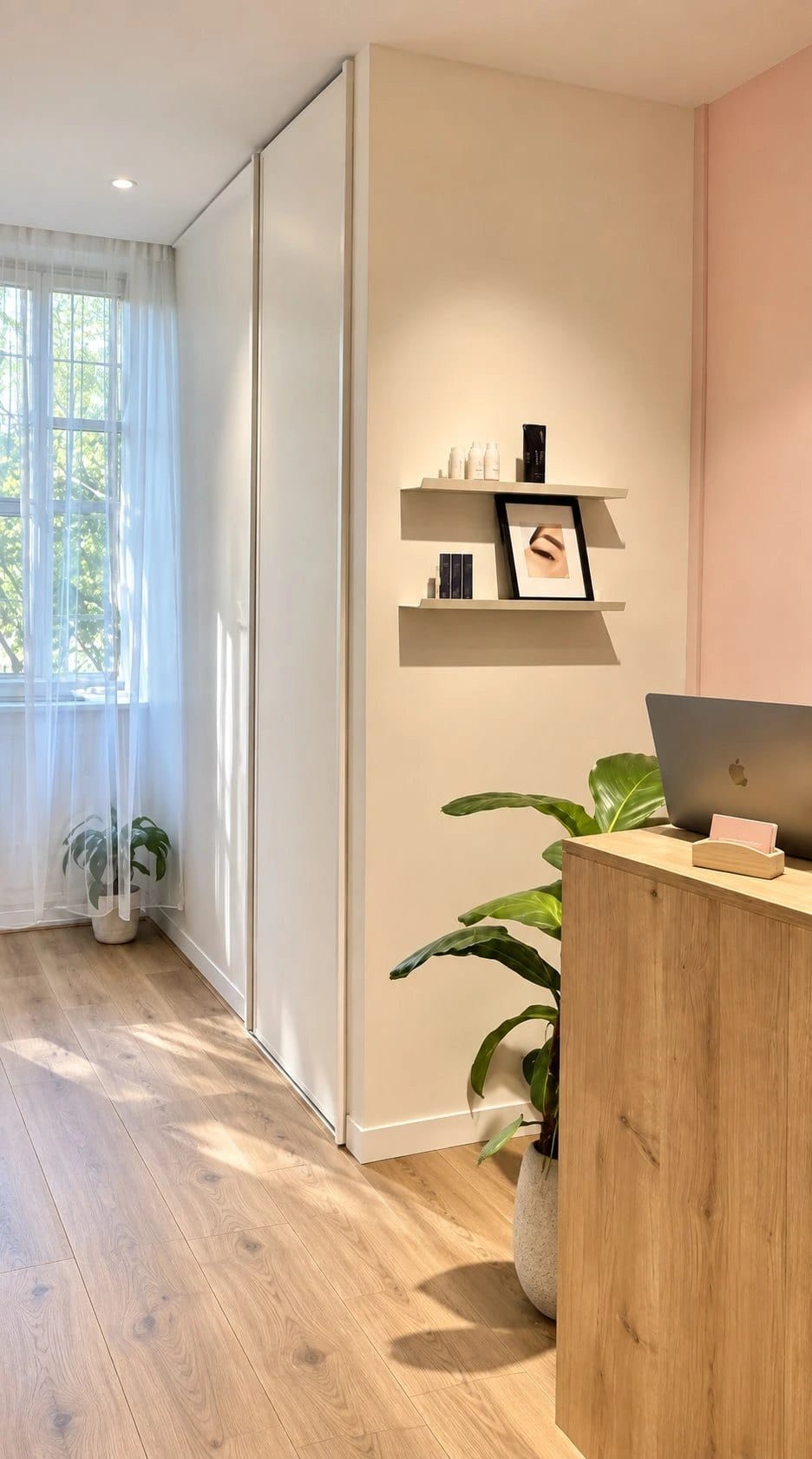 Reception and treatment room at Jay Lash and Brow, St Ives
